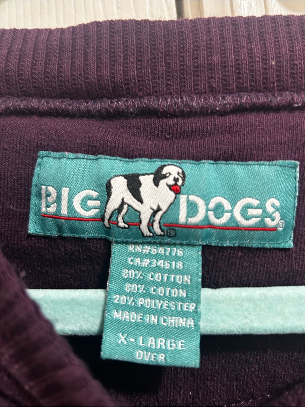 BIG DOGS Embroidered Purple Crewneck Sweatshirt 90’s Vintage Size XL - Picture 3 of 4